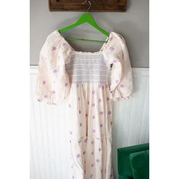 Free People Dahlia Embroidered Maxi Dress Small NWT Ballet Combo - Picture 3 of 5